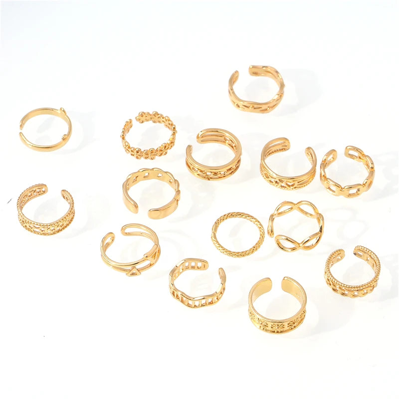 14PCS Adjustable Toe Rings for Women Girls Open Toe Ring Hypoallergenic Summer Beach Foot Jewelry Set Suitable for fingers