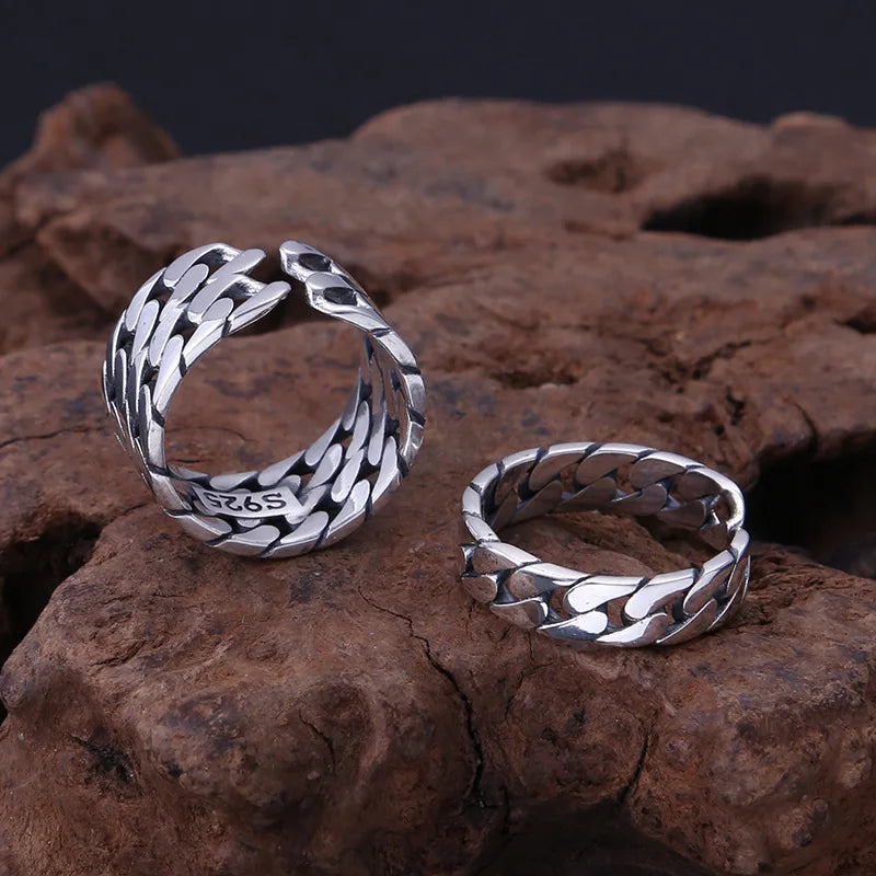 WholeSale  Sterling Silver jewelry japaneSe and korean trendyy gloSSy ring for male and female couple ring thai Silver open ring