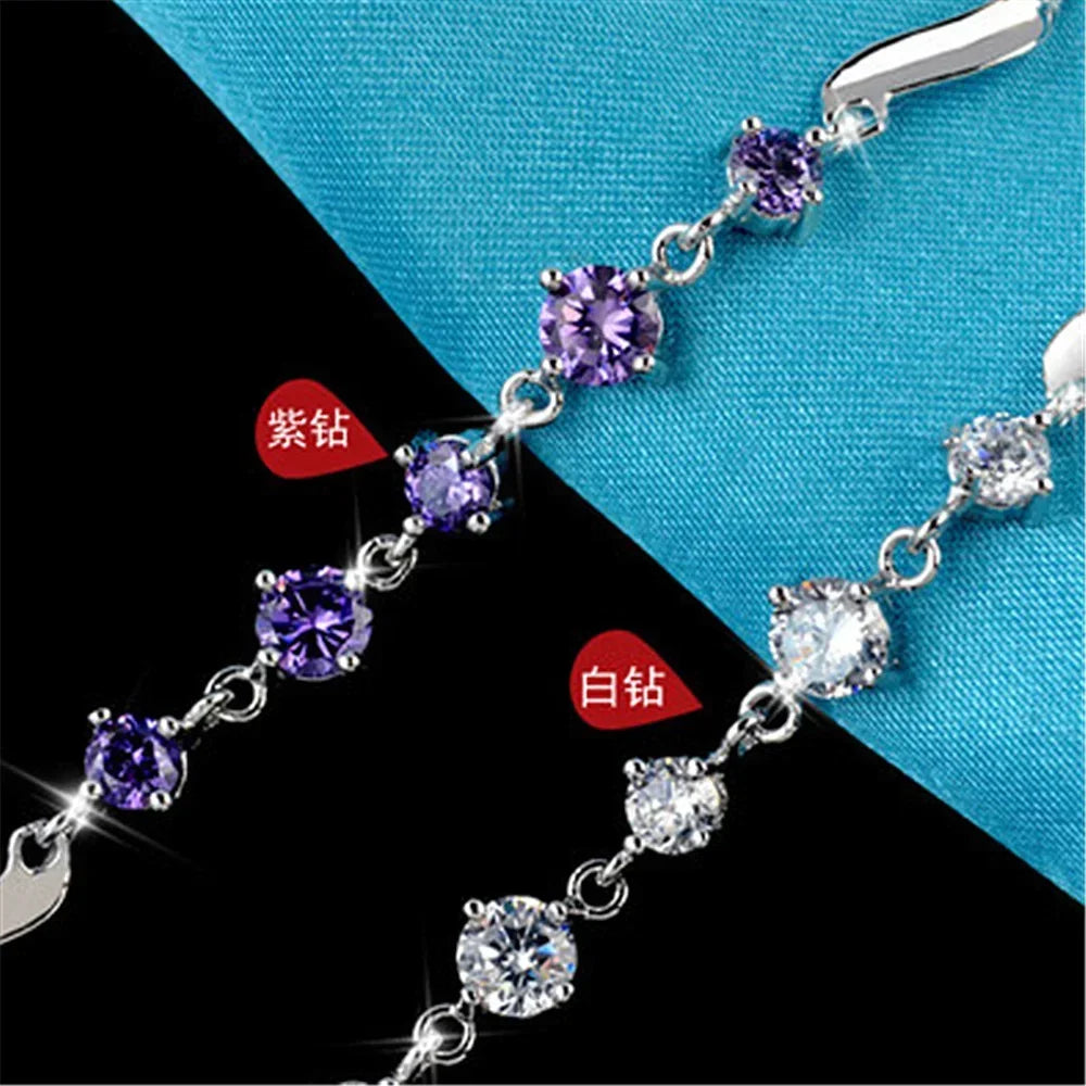 Moissanite Diamond Bracelet Platinum Plating Sterling Silver Ten Stars Charms Bracelet Promise Gift For Women Girls Fine Jewelry