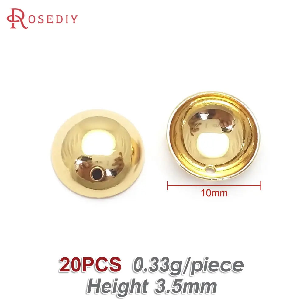 20PCS 18K Gold Color Brass Curved Surface Round Charms High Quality Diy Jewelry Making Necklace Earrings Accessories for Women