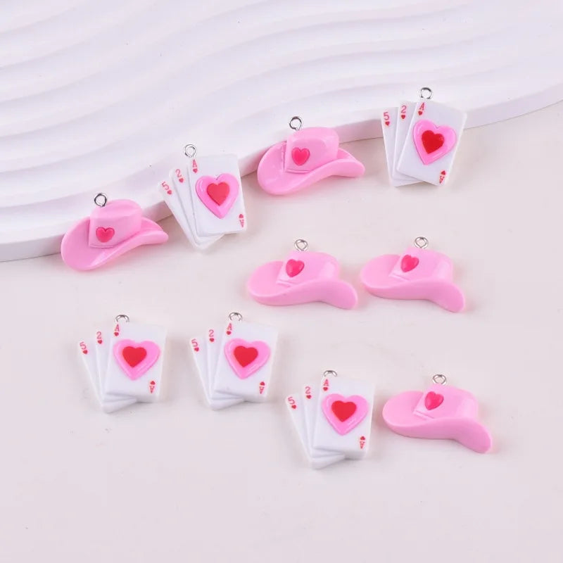 10Pcs Love poker Charms Hat Resin Accessories For Making Diy Bracelet Necklace Earrings  Keychain Handmade Accessories Supplies