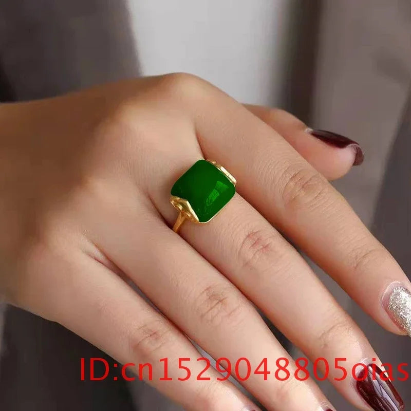 Natural Hetian Jade Ring Fashion Jewelry 925 Silver Chalcedony for Amulet Women Gifts