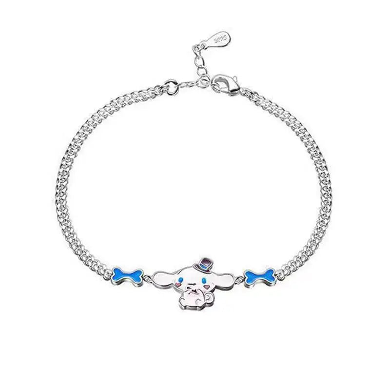 Kawaii Cartoon Bracelet 925 Silver My Melody Cinnamoroll Bracelets Pendant For Women Girl Lady Wedding Birthday Gift