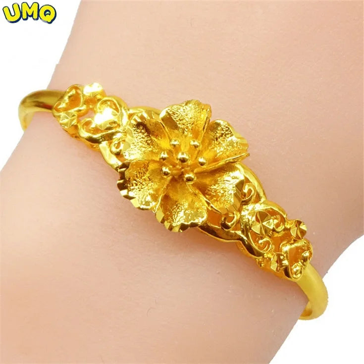 UMQ 24k Gold Bracelet 999 Full Gold Dragon and Phoenix Auspicious Sand Gold Bracelet Thai Gold Vietnam Sand Gold Bracelet Bridal